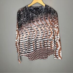 BLEU Geometric pattern long sleeve blouse